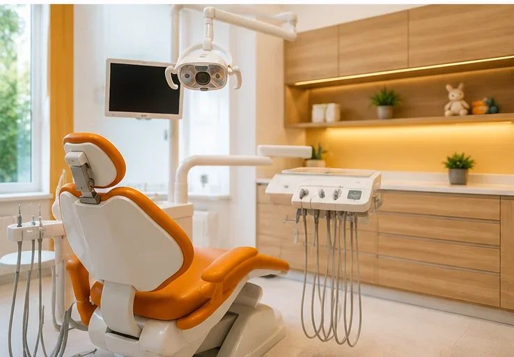 A colorful pediatric treatment room